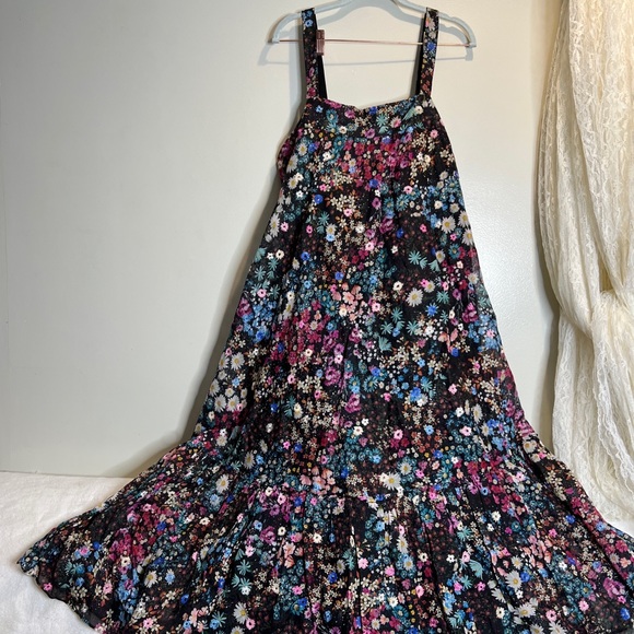 Anthropologie Floral Organdy Tiered Embellished Sequins Midi Dress 2x - Picture 4 of 13